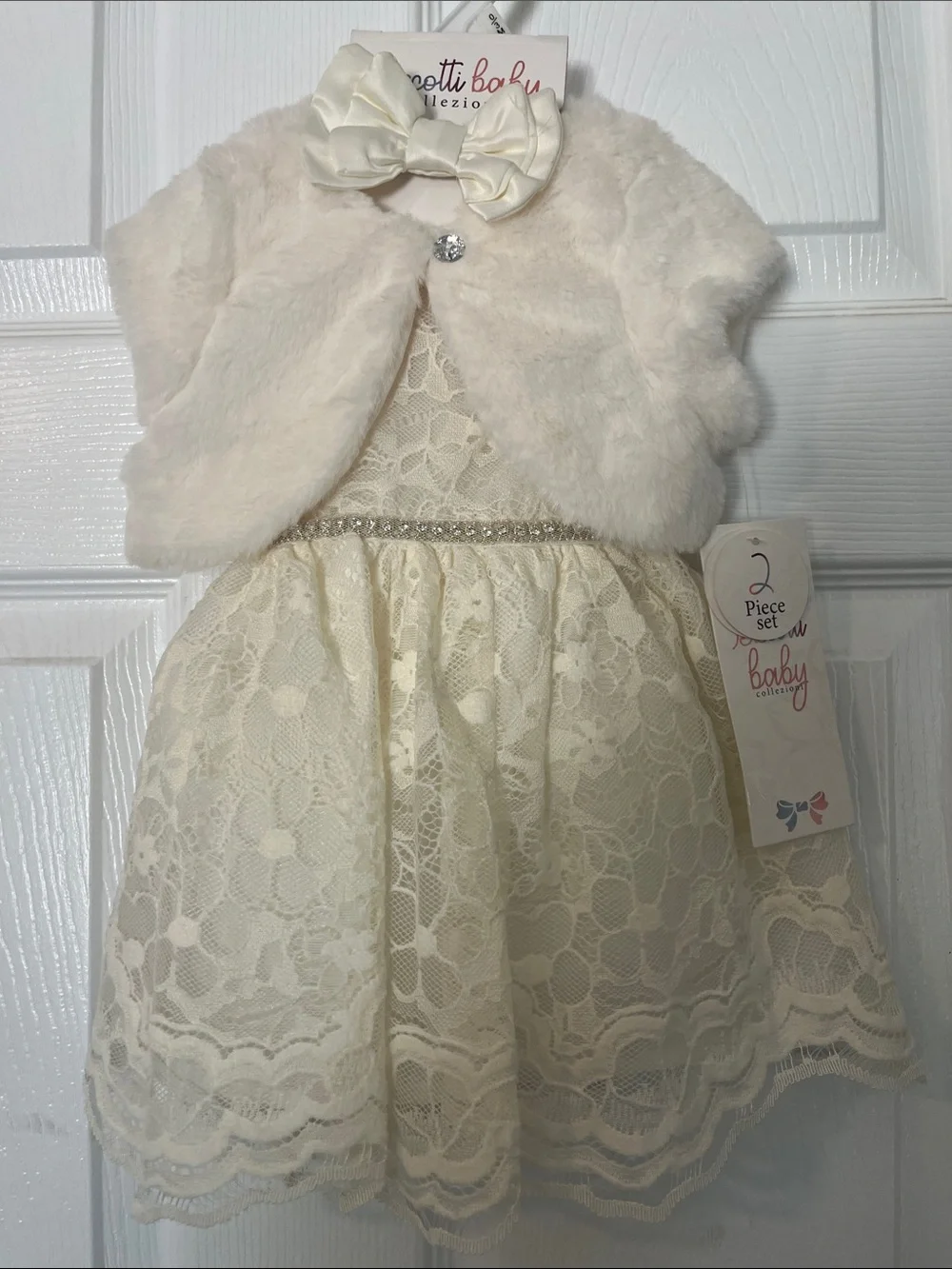 White Lace Dress with Crystals